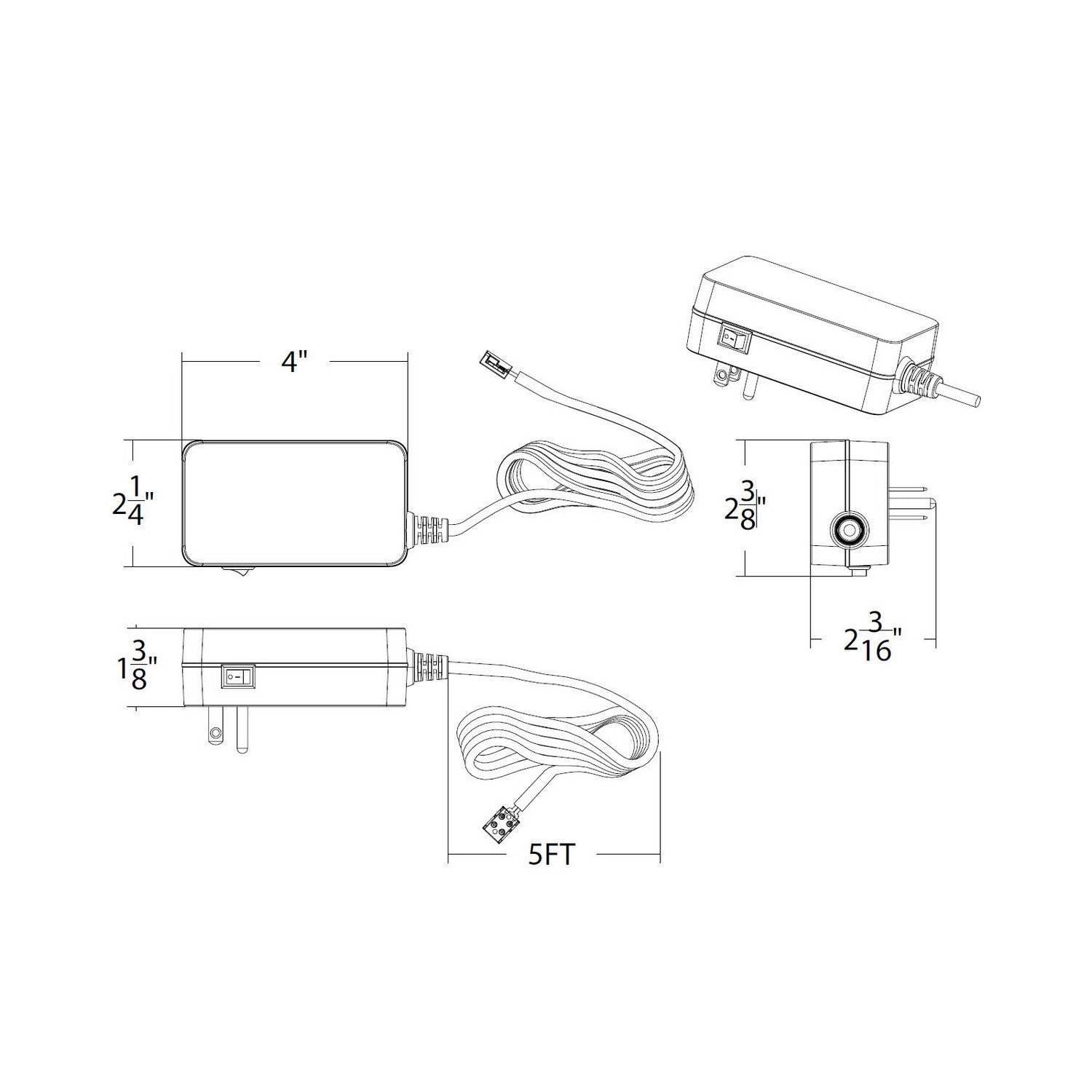 W.A.C. Lighting - LU-2460D-P-BK - Transformer - Linear Undercabinet - Black