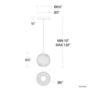 Modern Forms - PD-32507-30-SM/AB - LED Mini Pendant - Swirly - Smoke Glass/Aged Brass