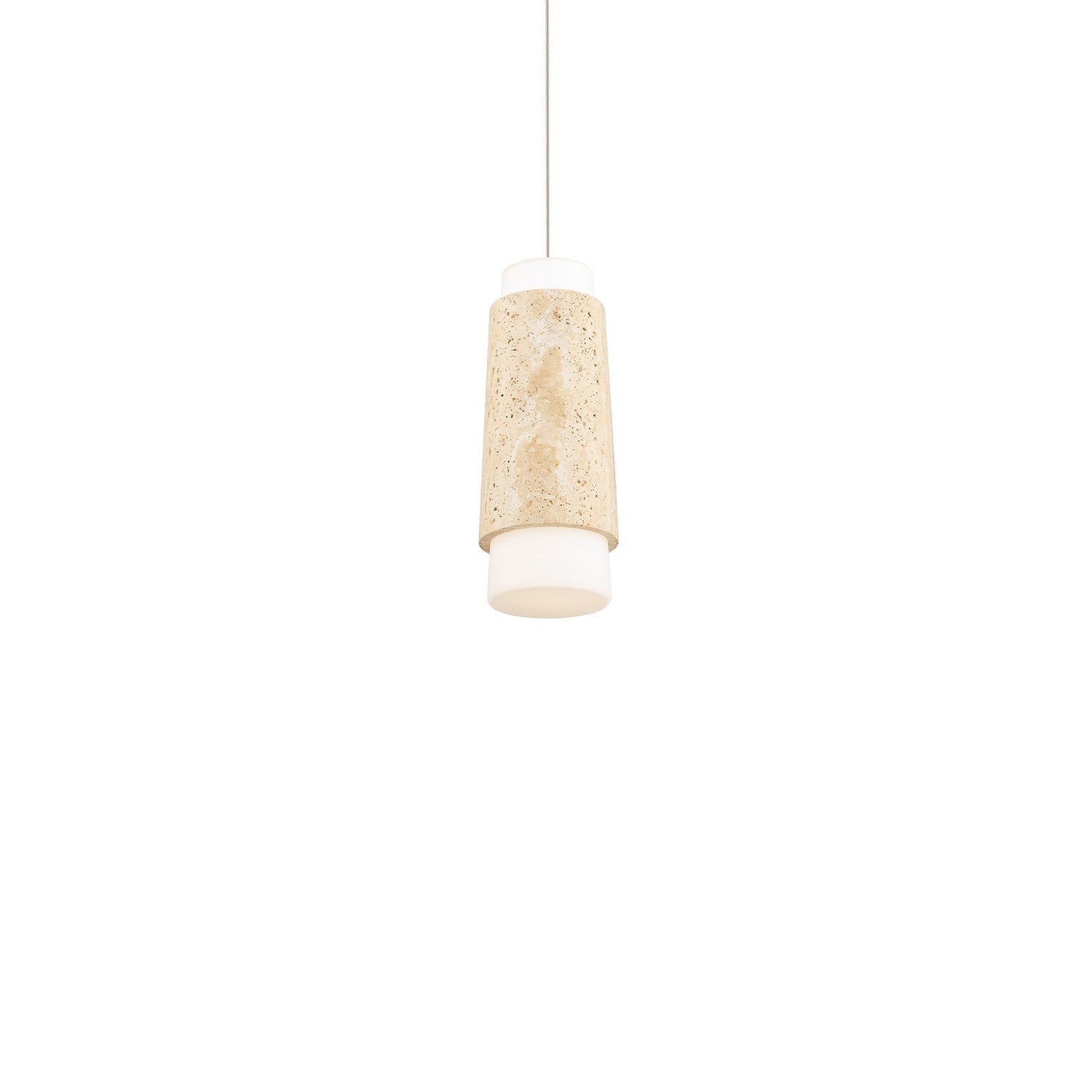 Modern Forms - PD-5513-35-WV/AB - LED Mini Pendant - Chauncey - Beige Travertine/Aged Brass