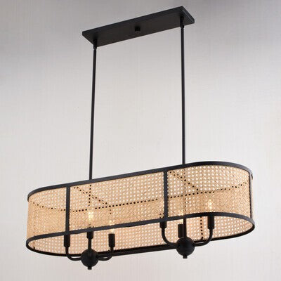 Vaxcel - H0308 - Six Light Linear Chandelier - Berens - Matte Black