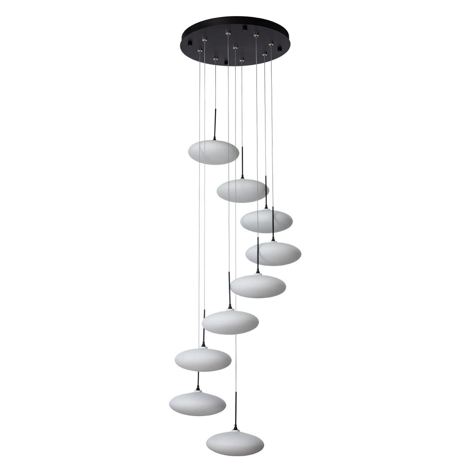 Hubbardton Forge - 131147-SKT-STND-10-GS0818 - Clouds 9-Light Pendant - Clouds - Black