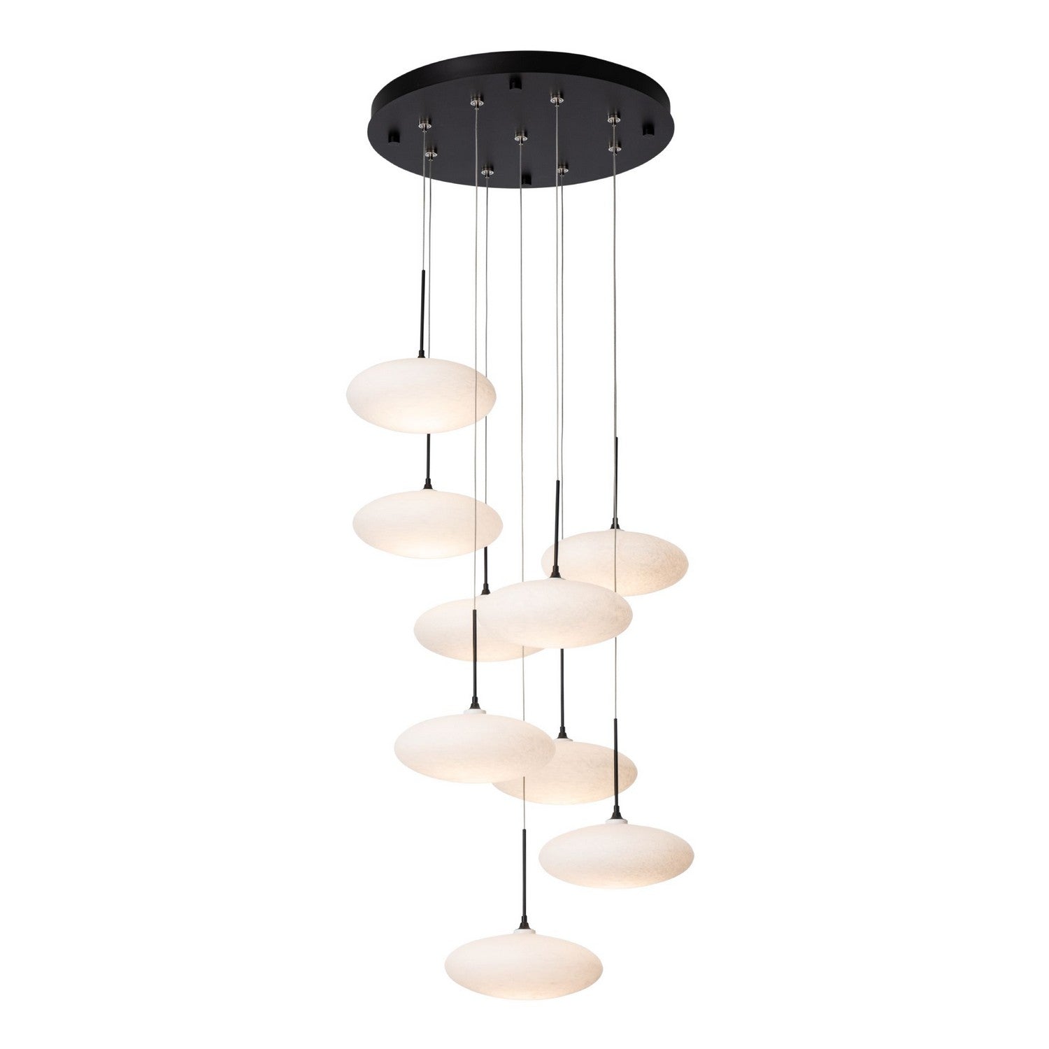 Hubbardton Forge - 131147-SKT-STND-10-GS0818 - Clouds 9-Light Pendant - Clouds - Black