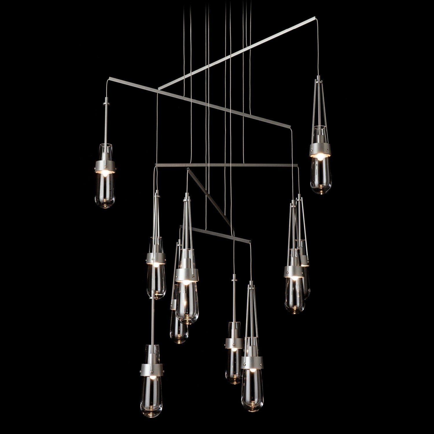 Hubbardton Forge - 131149-SKT-STND-82-ZM0434 - Link 10-Light Clear Glass Mobile Pendant - Link - Vintage Platinum