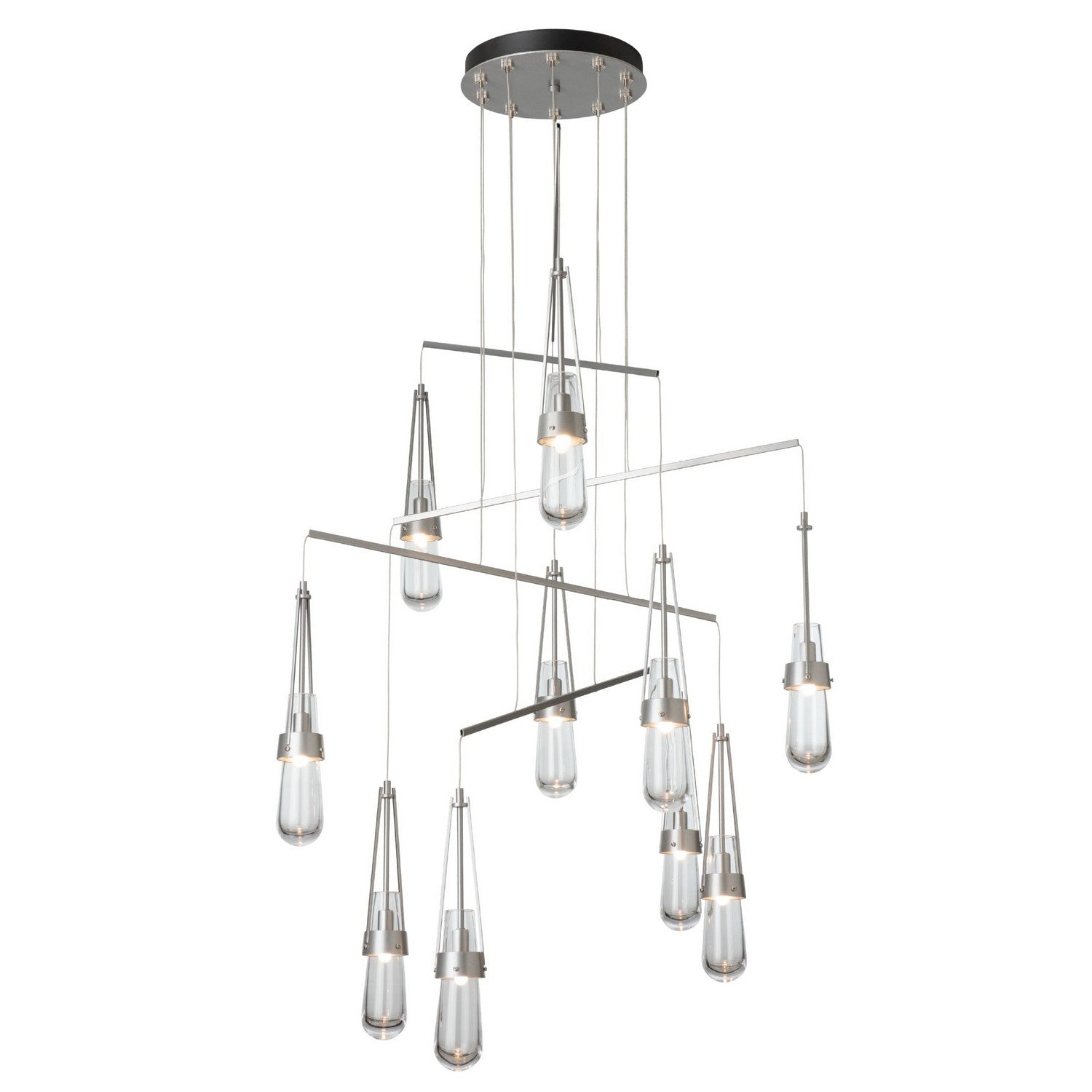 Hubbardton Forge - 131149-SKT-STND-82-ZM0434 - Link 10-Light Clear Glass Mobile Pendant - Link - Vintage Platinum