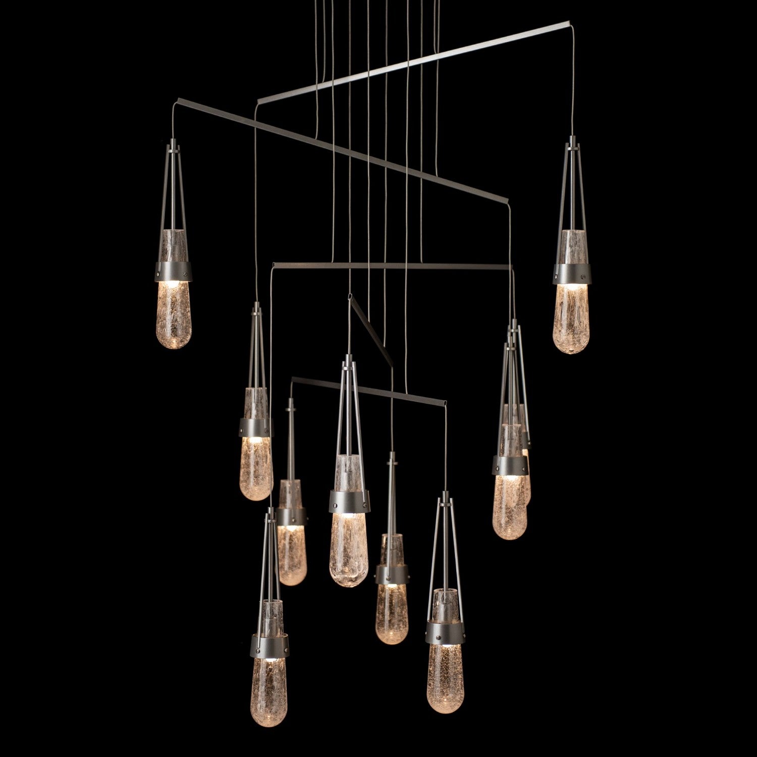 Hubbardton Forge - 131150-SKT-STND-85-YG0434 - Link 10-Light Blown Glass Mobile Pendant - Link - Sterling