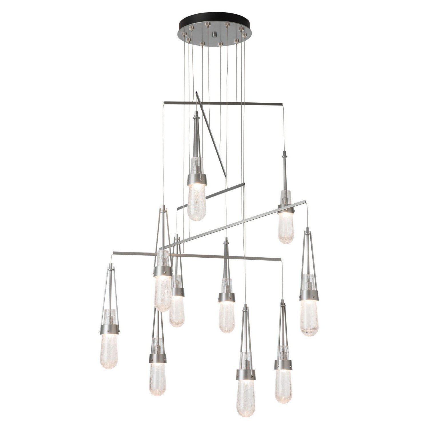 Hubbardton Forge - 131150-SKT-STND-85-YG0434 - Link 10-Light Blown Glass Mobile Pendant - Link - Sterling