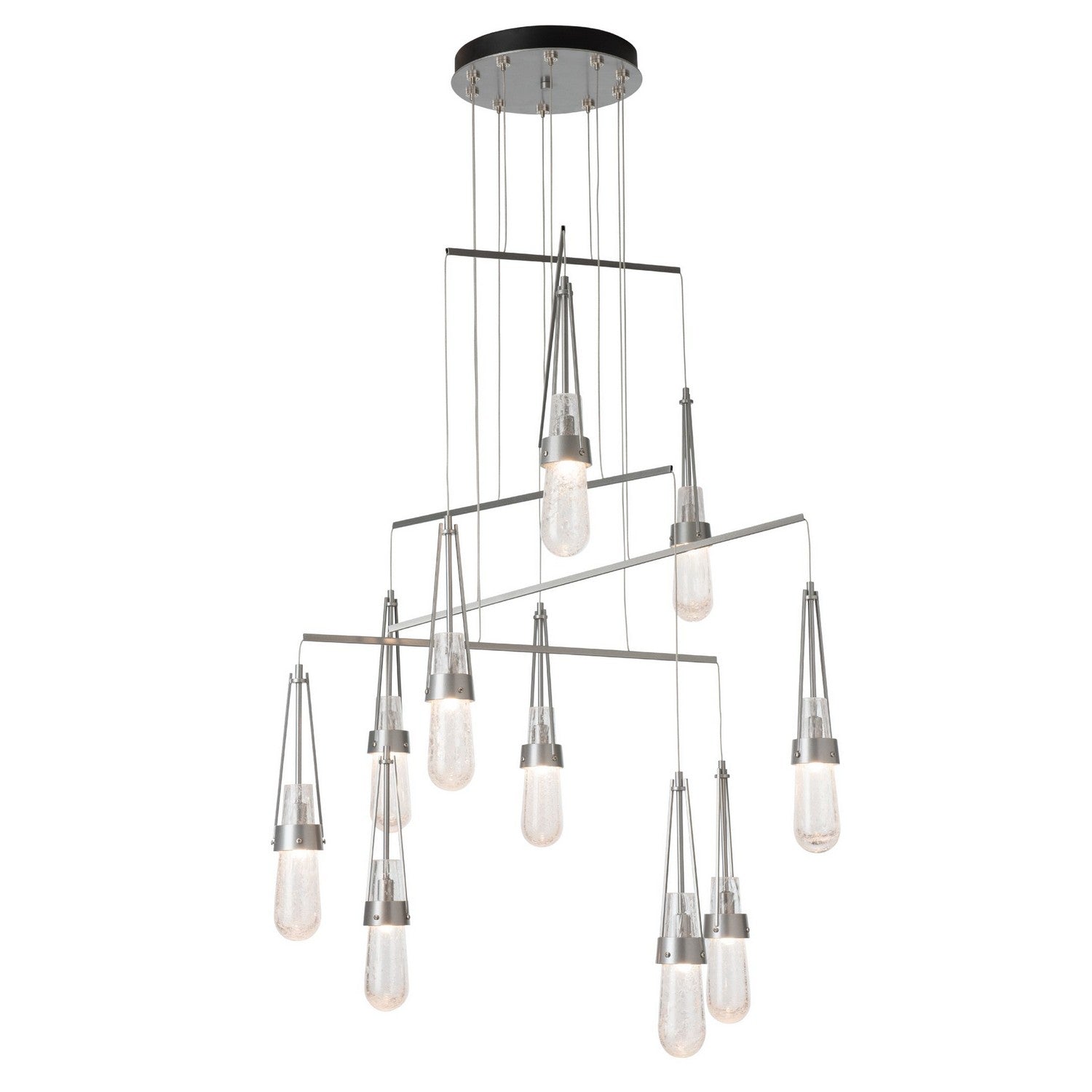 Hubbardton Forge - 131150-SKT-STND-85-YG0434 - Link 10-Light Blown Glass Mobile Pendant - Link - Sterling