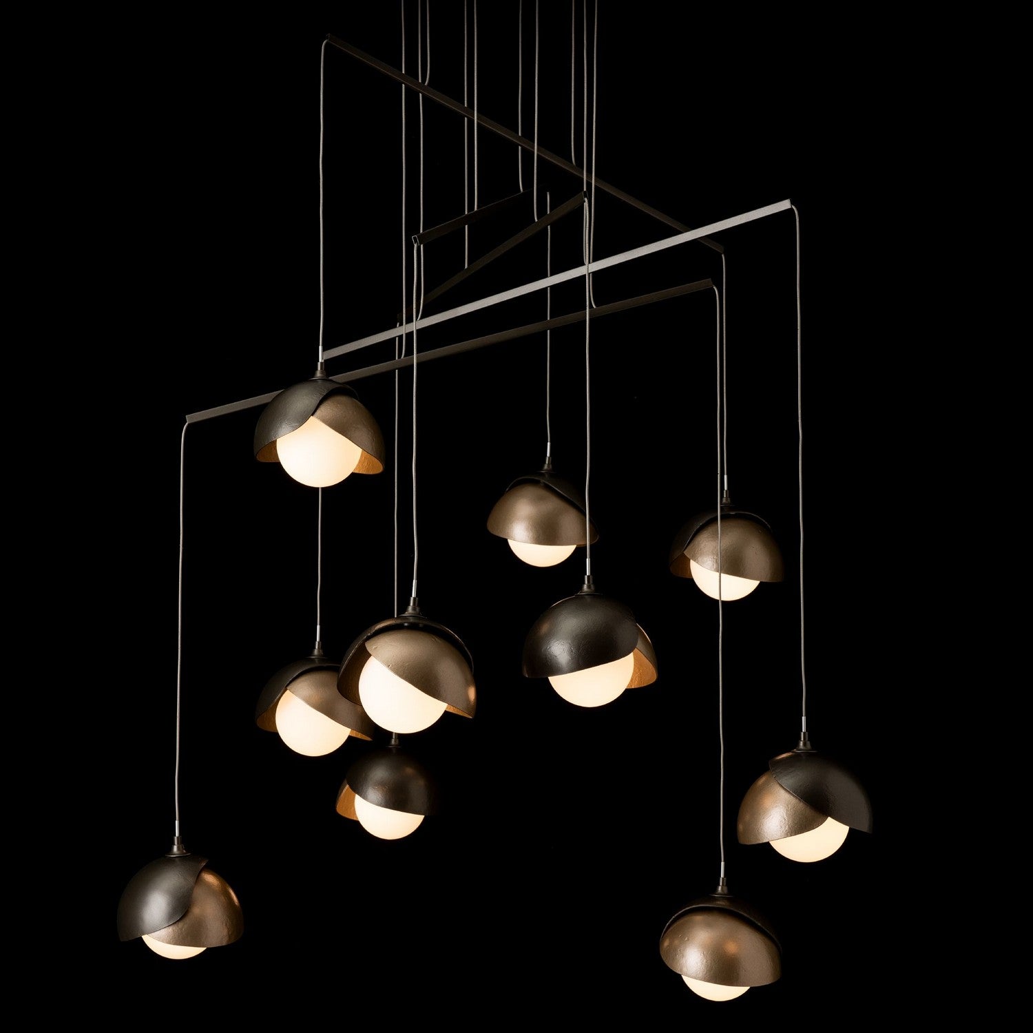 Hubbardton Forge - 131155-SKT-STND-07-84-GG0711 - Brooklyn 10-Light Double Shade Mobile Pendant - Brooklyn - Dark Smoke