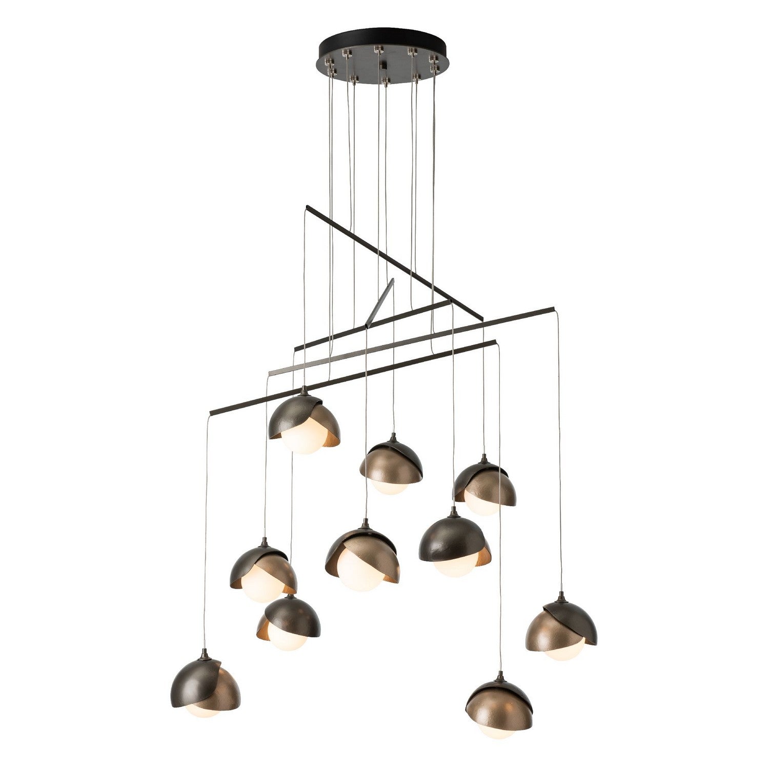 Hubbardton Forge - 131155-SKT-STND-07-84-GG0711 - Brooklyn 10-Light Double Shade Mobile Pendant - Brooklyn - Dark Smoke