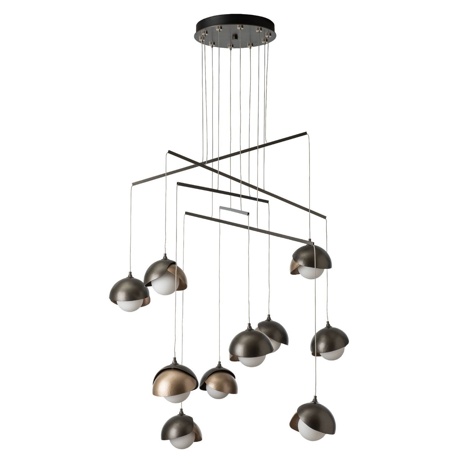 Hubbardton Forge - 131155-SKT-STND-07-84-GG0711 - Brooklyn 10-Light Double Shade Mobile Pendant - Brooklyn - Dark Smoke