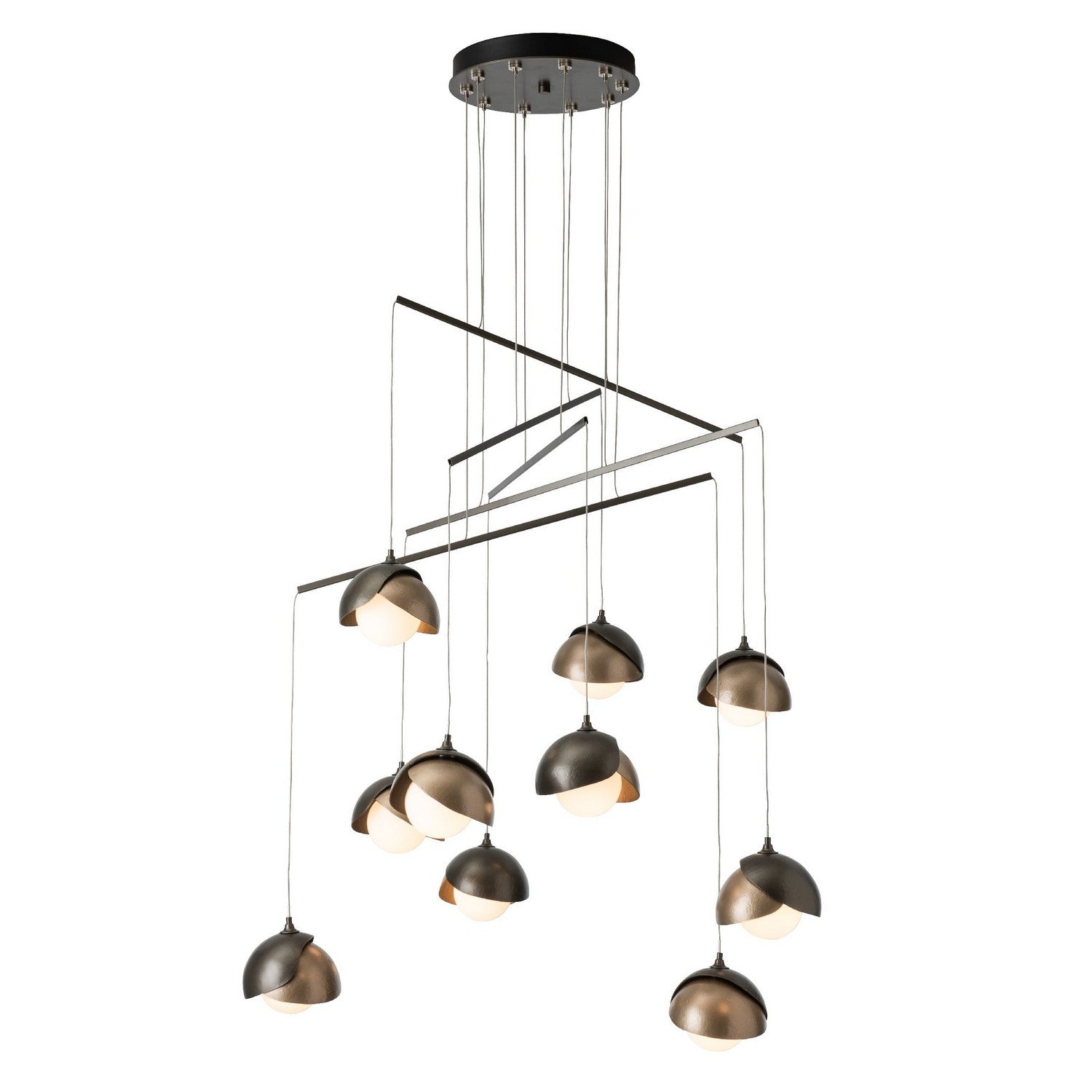Hubbardton Forge - 131155-SKT-STND-07-84-GG0711 - Brooklyn 10-Light Double Shade Mobile Pendant - Brooklyn - Dark Smoke