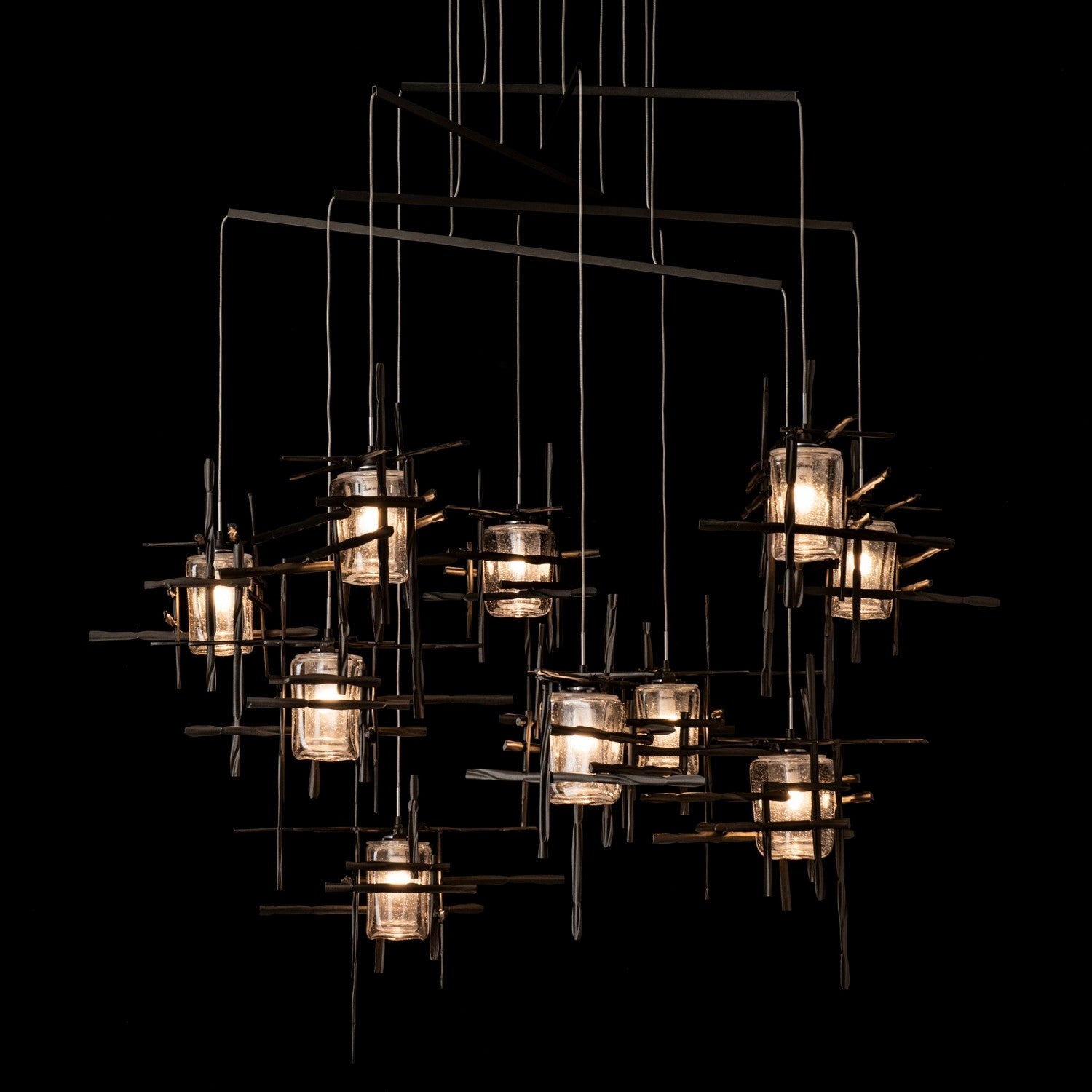 Hubbardton Forge - 131156-SKT-STND-14-II0728 - Tura 10-Light Seeded Glass Mobile Pendant - Tura - Oil Rubbed Bronze