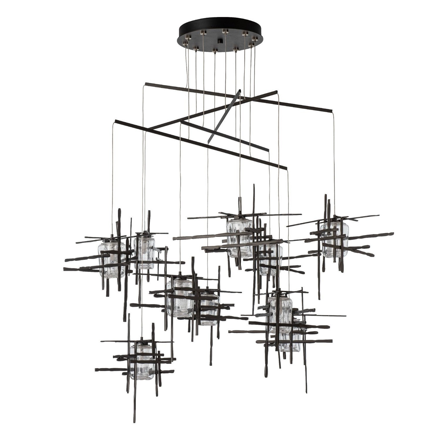 Hubbardton Forge - 131156-SKT-STND-14-II0728 - Tura 10-Light Seeded Glass Mobile Pendant - Tura - Oil Rubbed Bronze