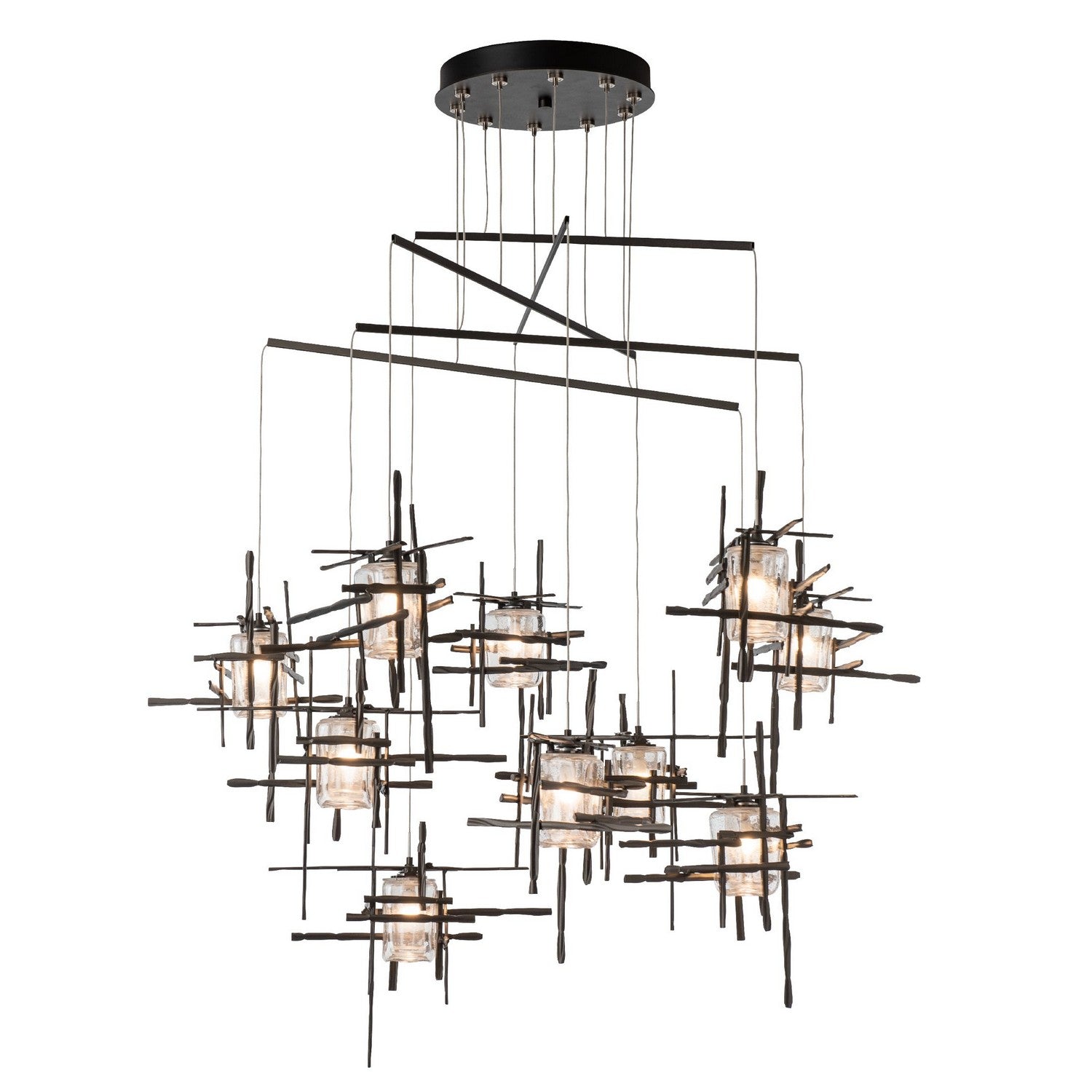 Hubbardton Forge - 131156-SKT-STND-14-II0728 - Tura 10-Light Seeded Glass Mobile Pendant - Tura - Oil Rubbed Bronze