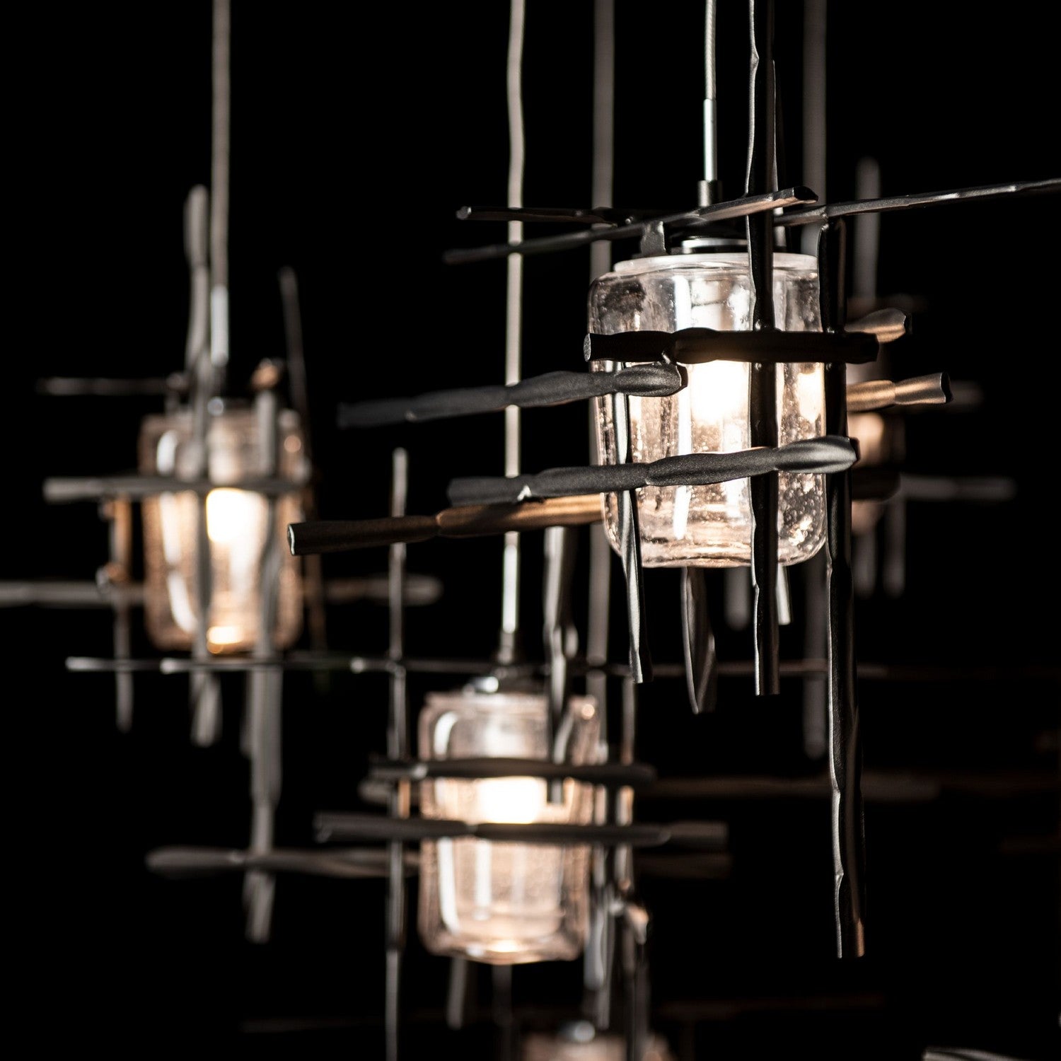 Hubbardton Forge - 131156-SKT-STND-14-II0728 - Tura 10-Light Seeded Glass Mobile Pendant - Tura - Oil Rubbed Bronze