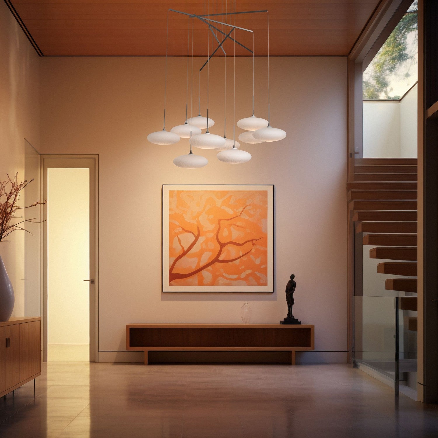 Hubbardton Forge - 131157-SKT-STND-82-GS0818 - Clouds 10-Light Mobile Pendant - Clouds - Vintage Platinum