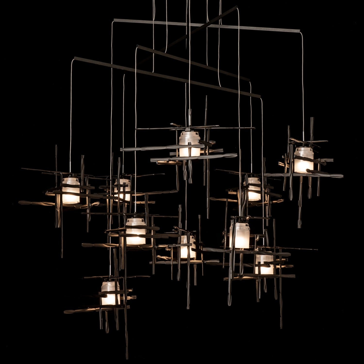 Hubbardton Forge - 131160-SKT-STND-14-YC0305 - Tura 10-Light Frosted Glass Mobile Pendant - Tura - Oil Rubbed Bronze