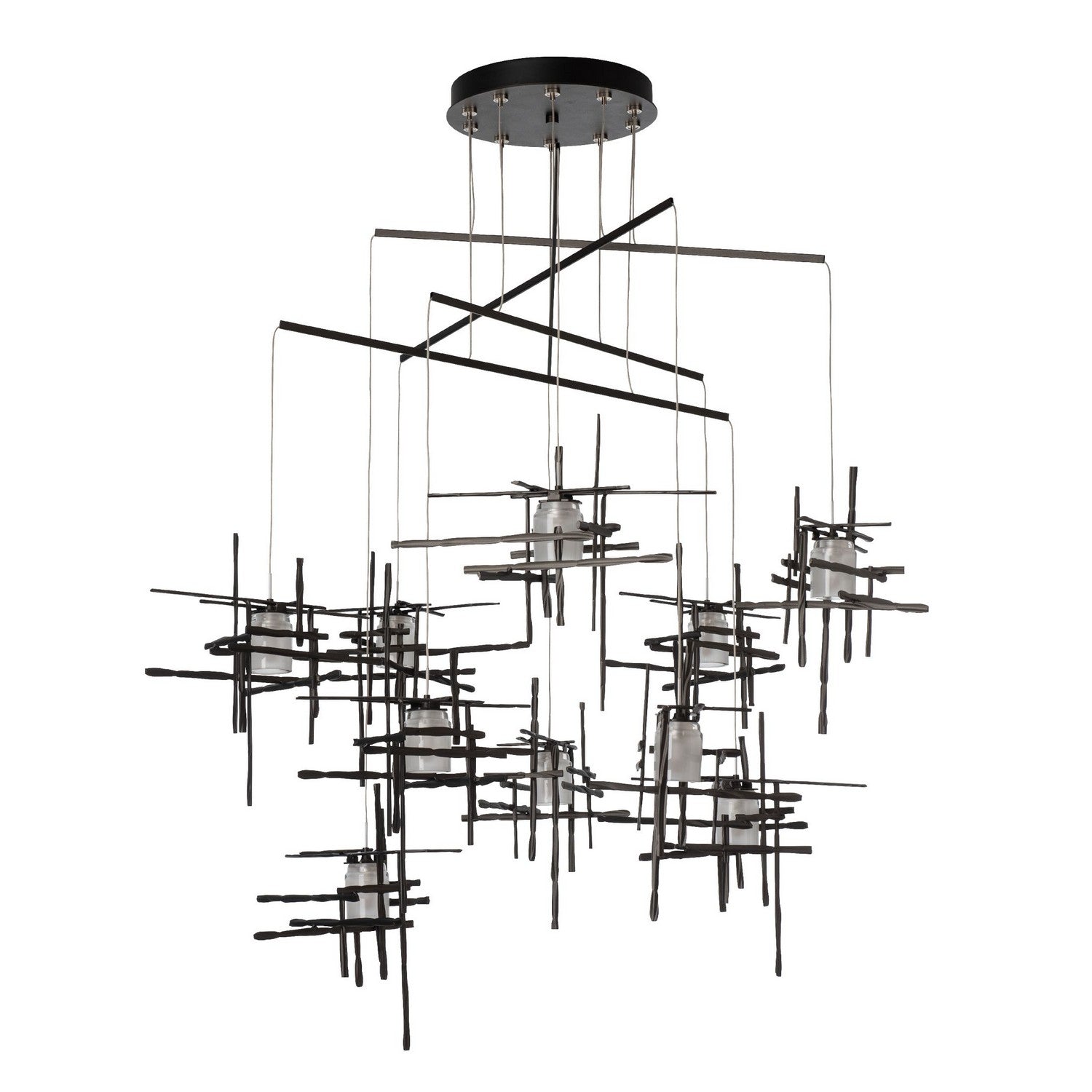 Hubbardton Forge - 131160-SKT-STND-14-YC0305 - Tura 10-Light Frosted Glass Mobile Pendant - Tura - Oil Rubbed Bronze