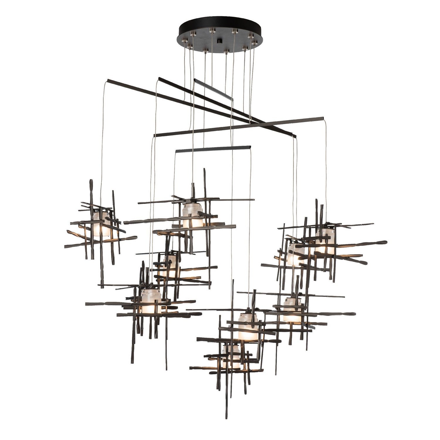 Hubbardton Forge - 131160-SKT-STND-14-YC0305 - Tura 10-Light Frosted Glass Mobile Pendant - Tura - Oil Rubbed Bronze