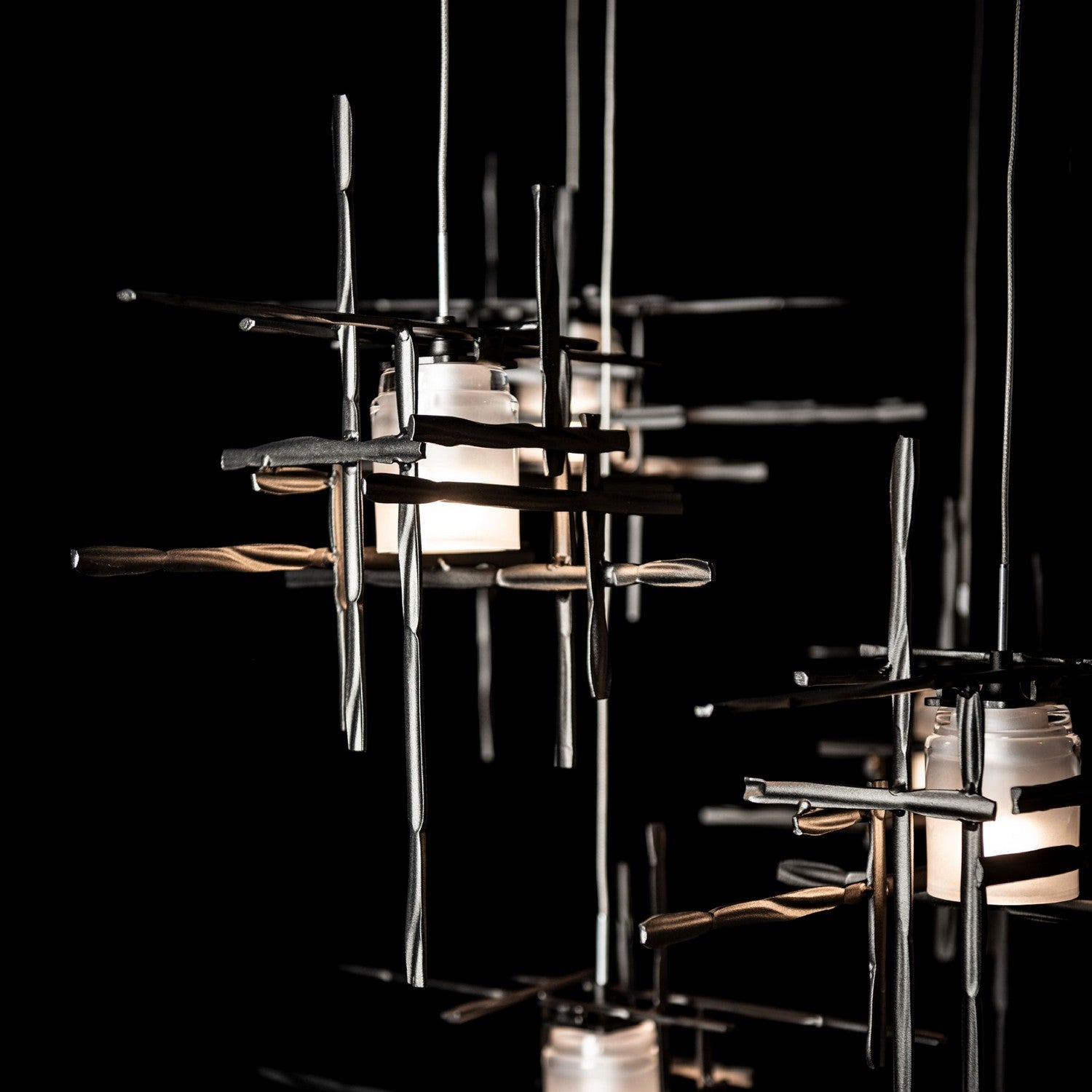 Hubbardton Forge - 131160-SKT-STND-14-YC0305 - Tura 10-Light Frosted Glass Mobile Pendant - Tura - Oil Rubbed Bronze