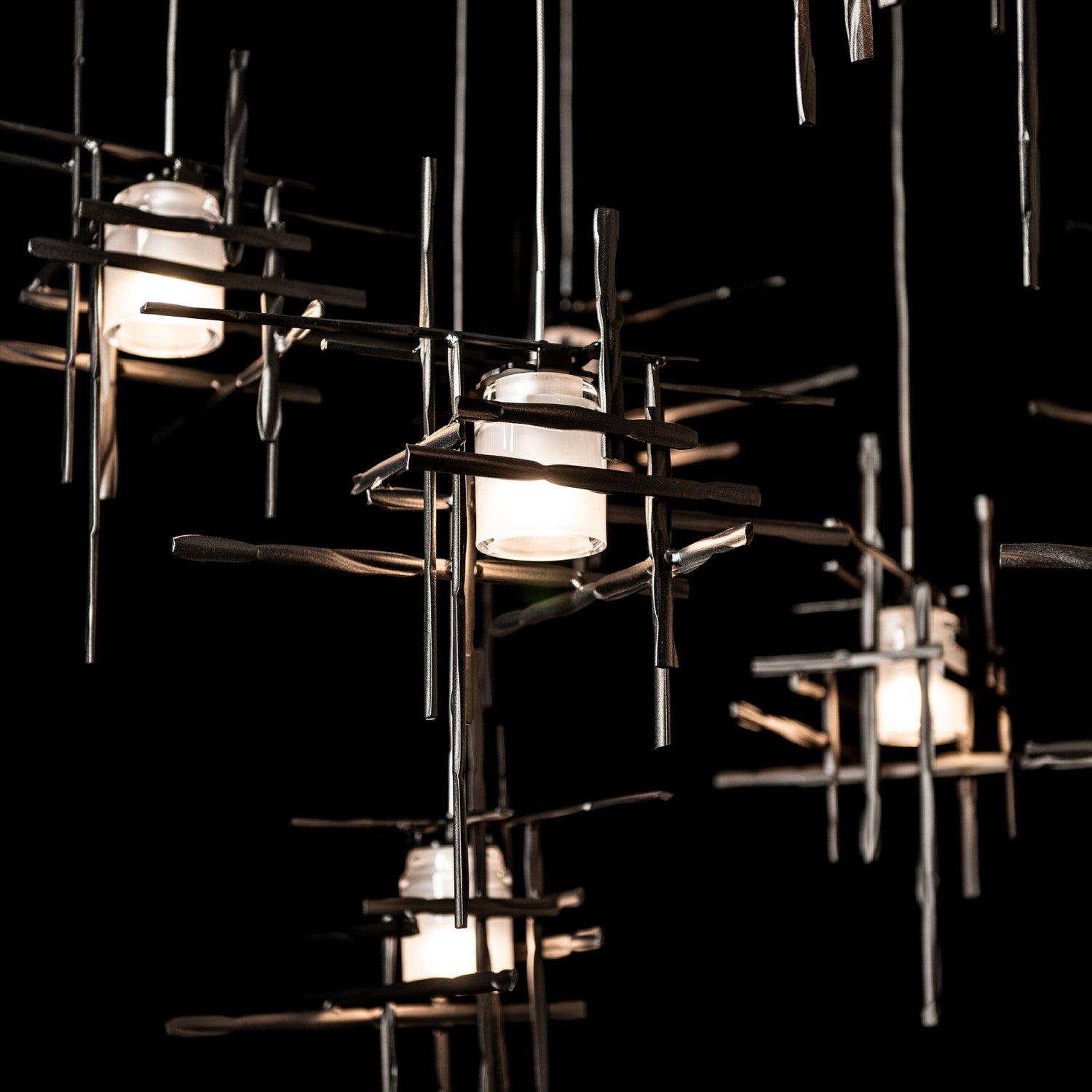 Hubbardton Forge - 131160-SKT-STND-14-YC0305 - Tura 10-Light Frosted Glass Mobile Pendant - Tura - Oil Rubbed Bronze