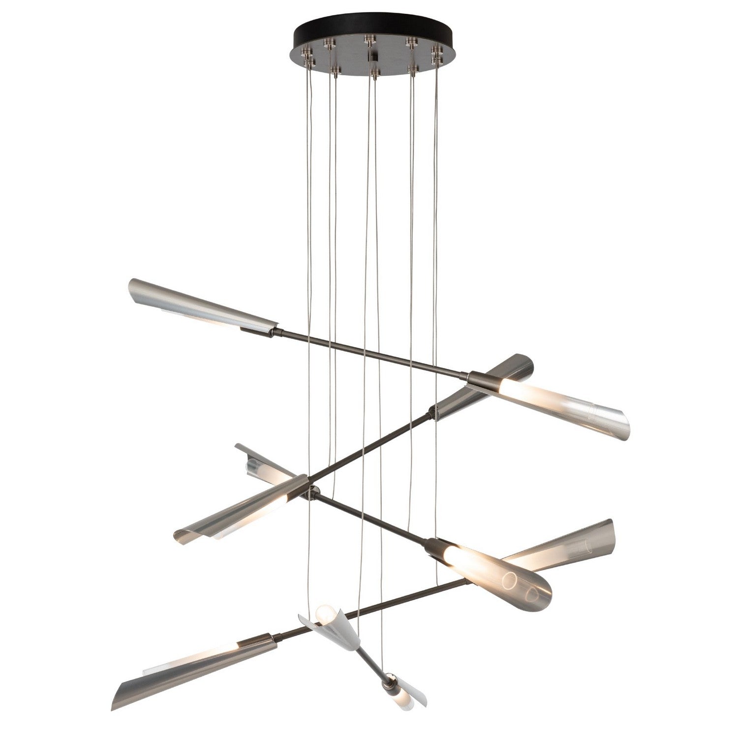 Hubbardton Forge - 131410-SKT-STND-07-85-WC0822 - Flight 10-Light Small Pendant - Flight - Dark Smoke