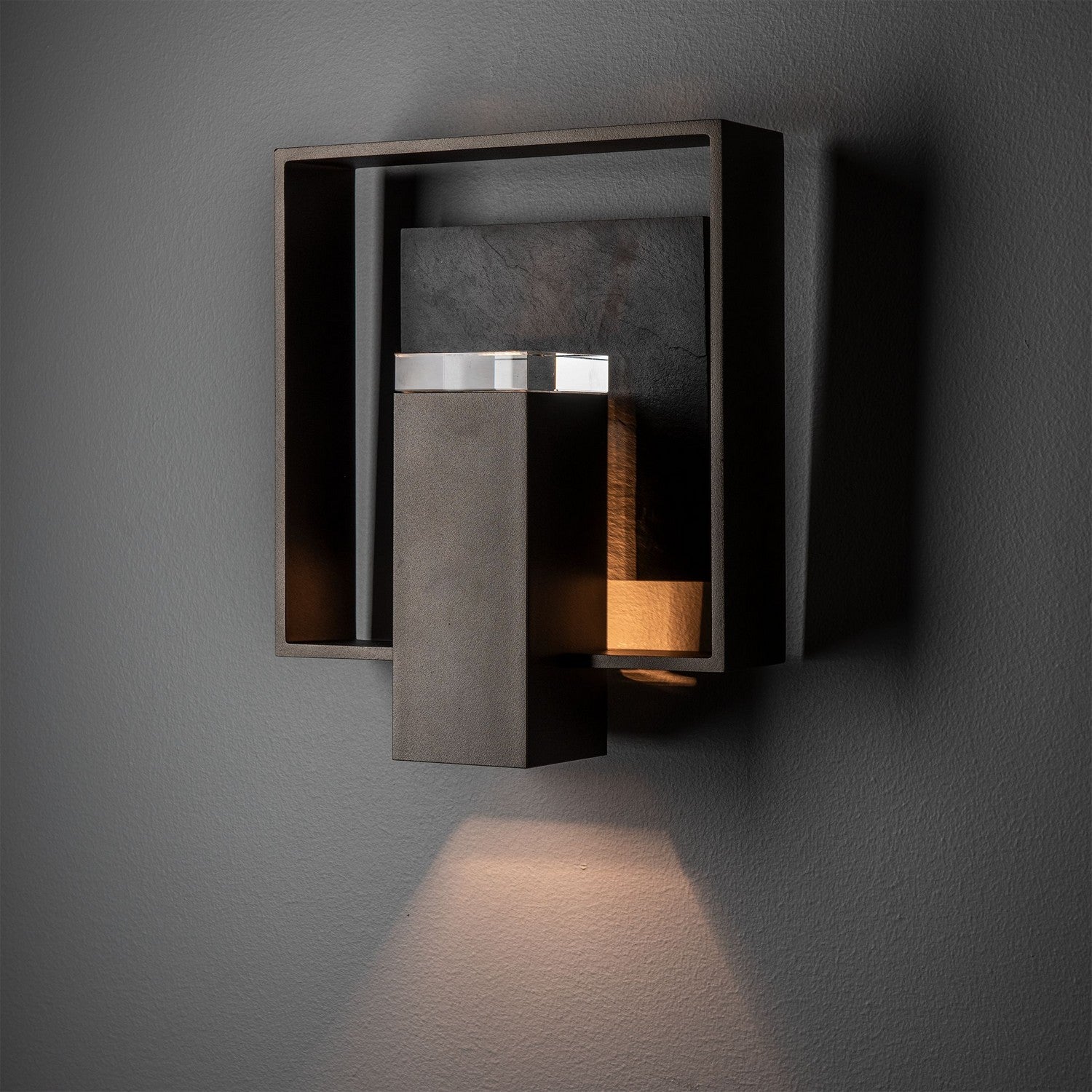 Hubbardton Forge - 302660-SKT-14-SL-ZM0850 - Shadow Box Small w/Slate Dark Sky Friendly Outdoor Sconce - Shadow Box - Coastal Oil Rubbed Bronze