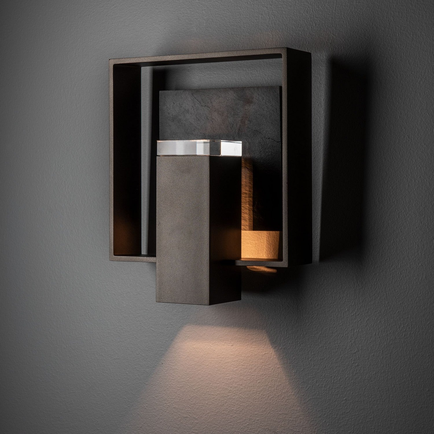 Hubbardton Forge - 302662-SKT-14-SL-ZM0850 - Shadow Box Medium w/Slate Dark Sky Friendly Outdoor Sconce - Shadow Box - Coastal Oil Rubbed Bronze