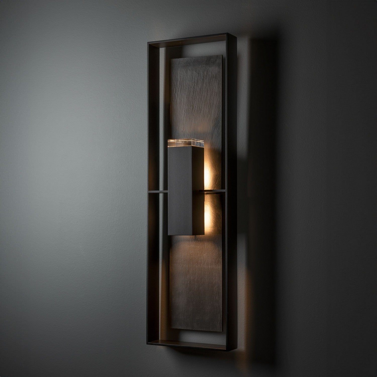 Hubbardton Forge - 302666-SKT-80-SL-ZM0850 - Shadow Box Tall w/Slate Dark Sky Friendly Outdoor Sconce - Shadow Box - Coastal Black