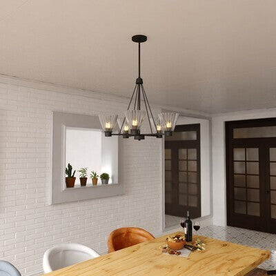 Vaxcel - H0309 - Five Light Chandelier - Dalton - Matte Black