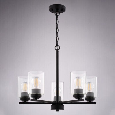 Vaxcel - H0313 - Five Light Chandelier - Park Ridge - Matte Black
