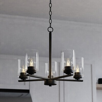 Vaxcel - H0313 - Five Light Chandelier - Park Ridge - Matte Black