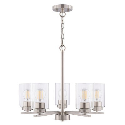 Vaxcel - H0314 - Five Light Chandelier - Park Ridge - Satin Nickel