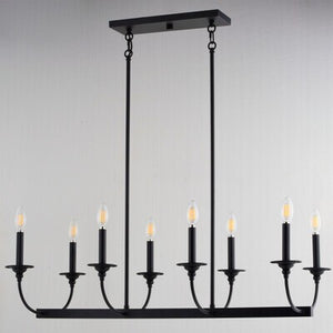 Vaxcel - H0315 - Eight Light Linear Chandelier - Durham - Matte Black