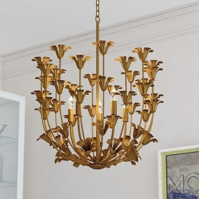 Vaxcel - P0433 - Five Light Pendant - Camellia - Gilded Gold