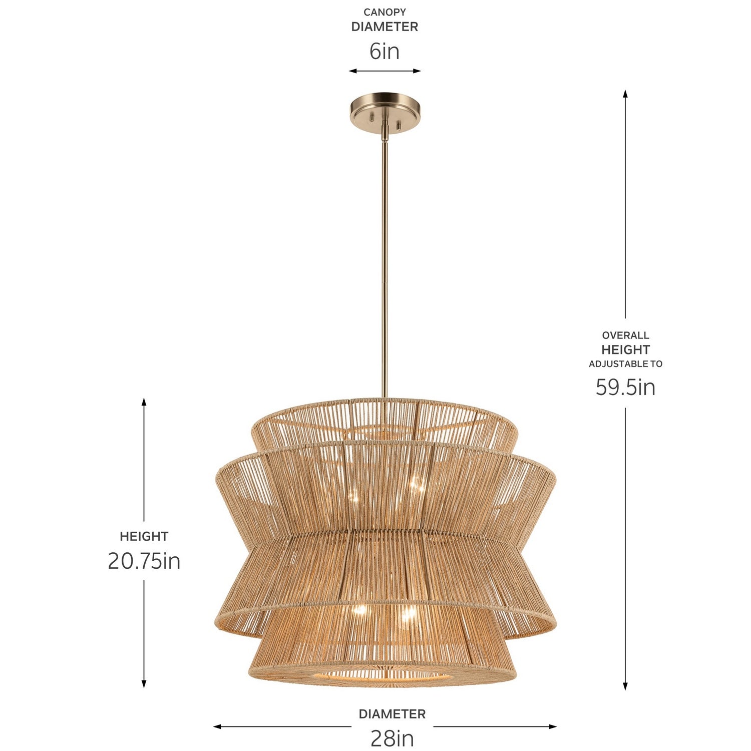 Kichler - 52735CPZ - Four Light Pendant - Ophira - Champagne Bronze