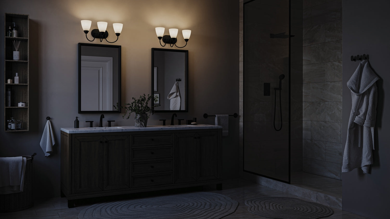 Kichler - 45639BK - Three Light Bath - Jolie - Black