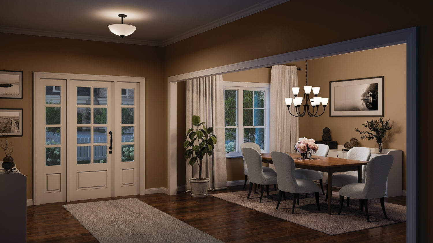 Kichler - 43641BK - Two Light Pendant/Semi Flush - Jolie - Black