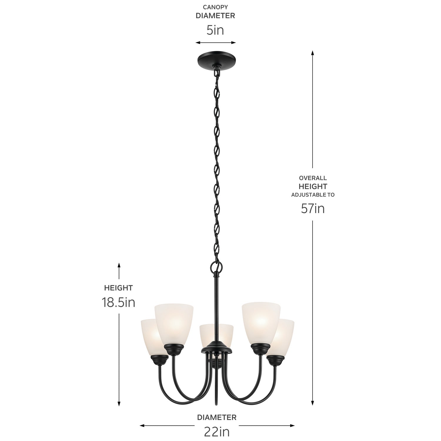 Kichler - 43638BK - Five Light Chandelier - Jolie - Black