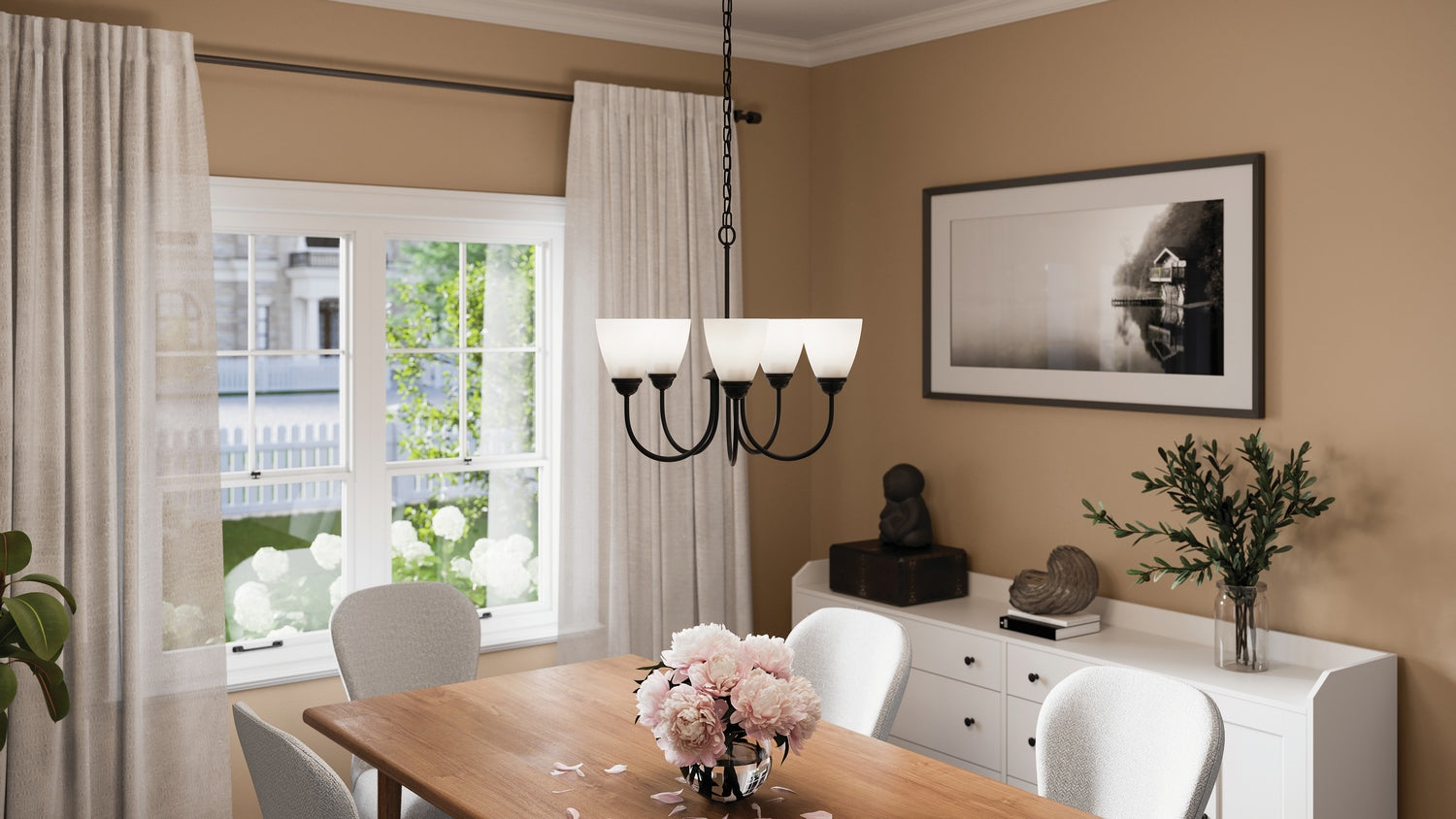 Kichler - 43638BK - Five Light Chandelier - Jolie - Black