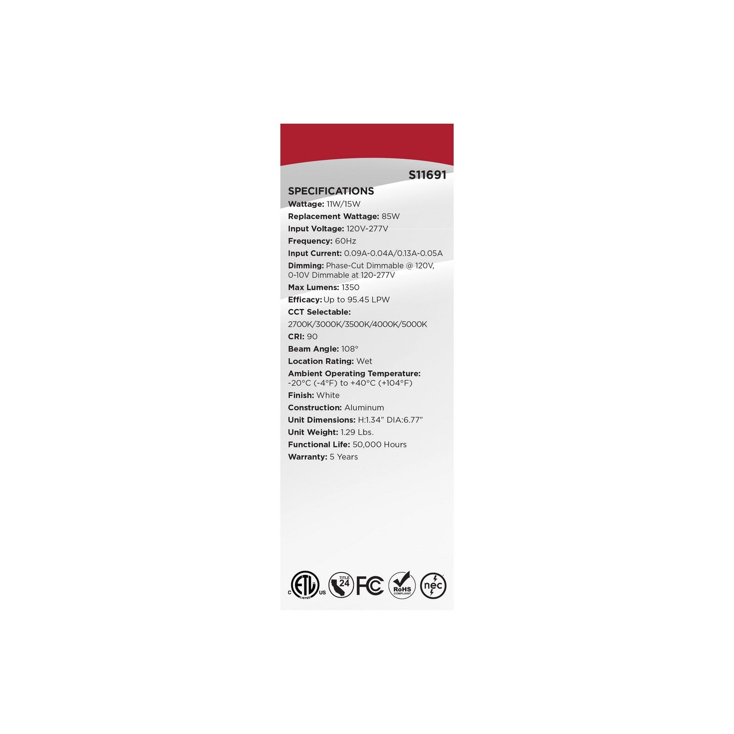 Satco - S11691 - LED Downlight - White