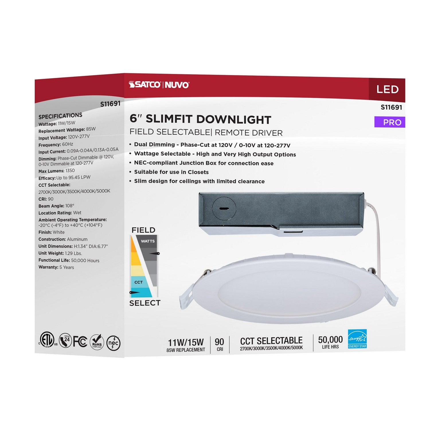 Satco - S11691 - LED Downlight - White