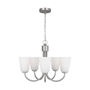 Generation Lighting - GLC1115BS - Five Light Chandelier - Miles - Brushed Nickel