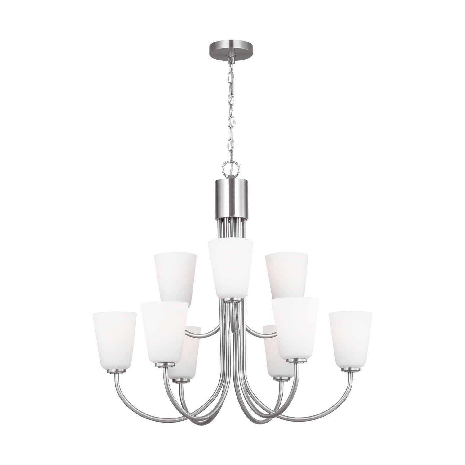 Generation Lighting - GLC1139BS - Nine Light Chandelier - Miles - Brushed Nickel