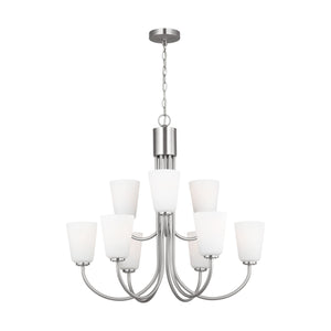 Generation Lighting - GLC1139BS - Nine Light Chandelier - Miles - Brushed Nickel