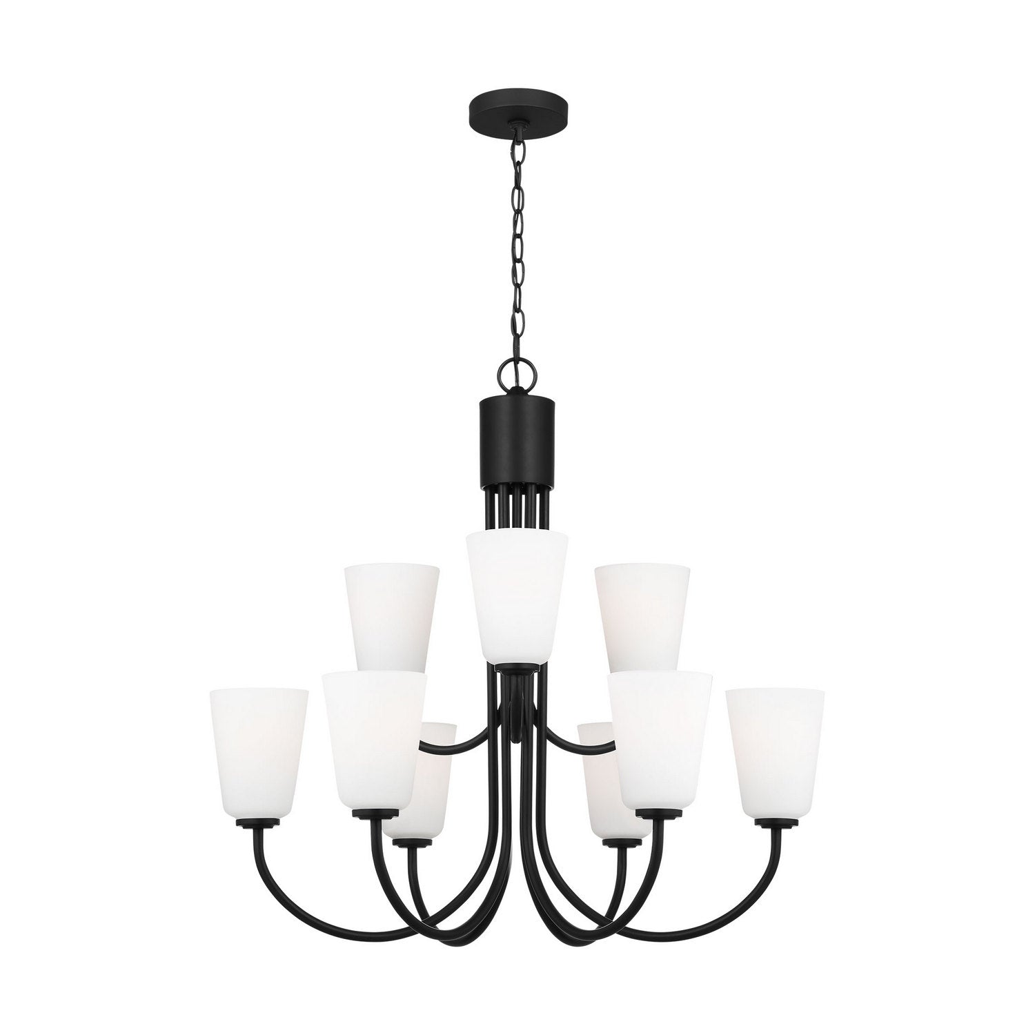Generation Lighting - GLC1139MBK - Nine Light Chandelier - Miles - Midnight Black