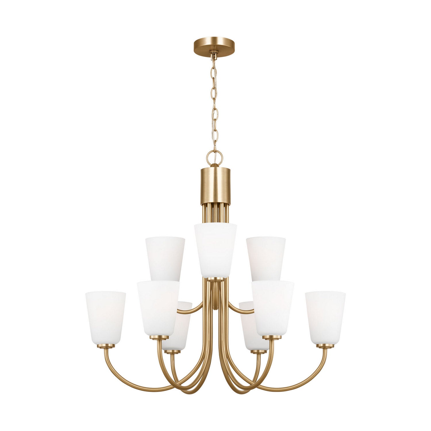 Generation Lighting - GLC1139SB - Nine Light Chandelier - Miles - Satin Brass