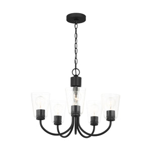 Generation Lighting - GLC1145MBK - Five Light Chandelier - Miles - Midnight Black