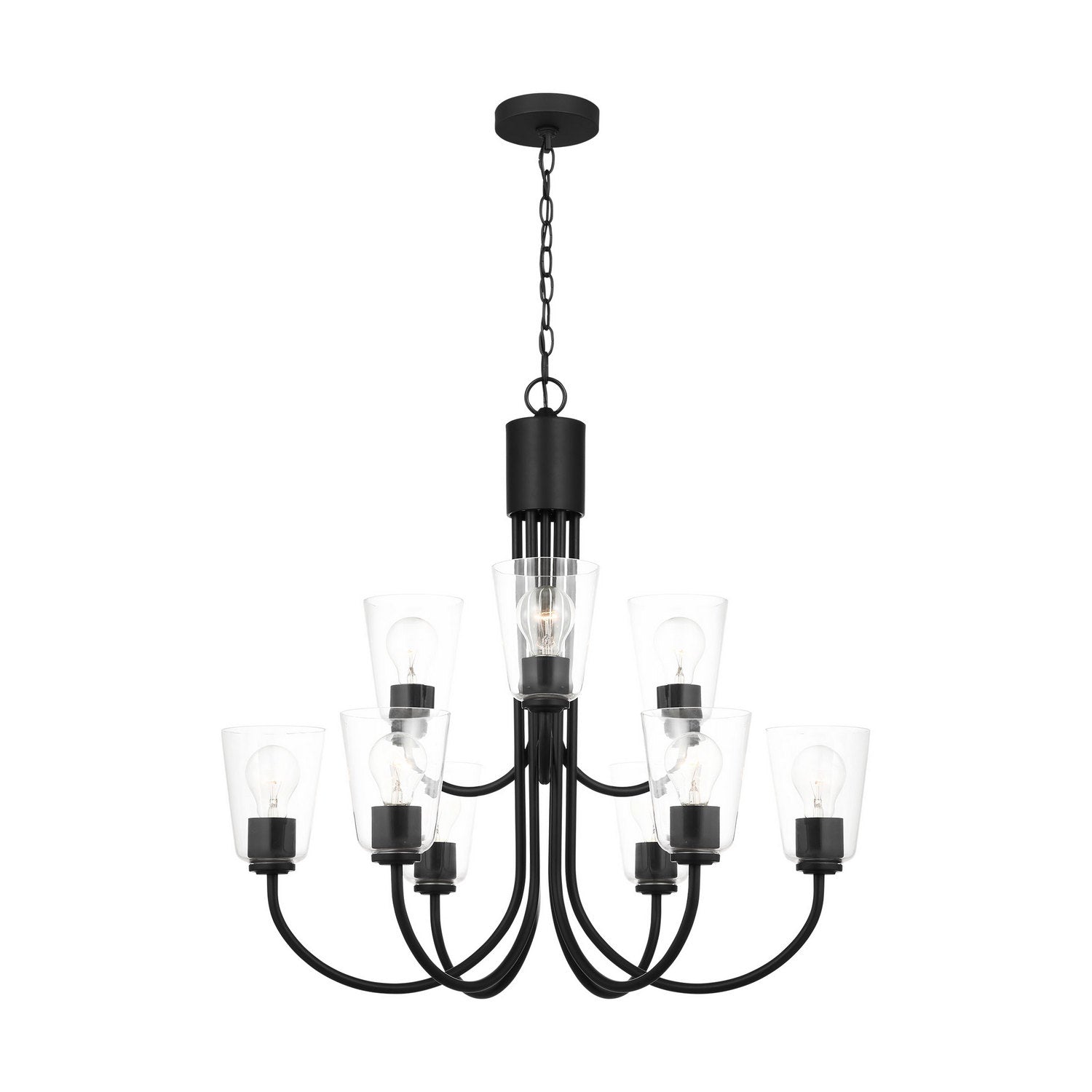 Generation Lighting - GLC1169MBK - Nine Light Chandelier - Miles - Midnight Black