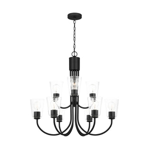 Generation Lighting - GLC1169MBK - Nine Light Chandelier - Miles - Midnight Black